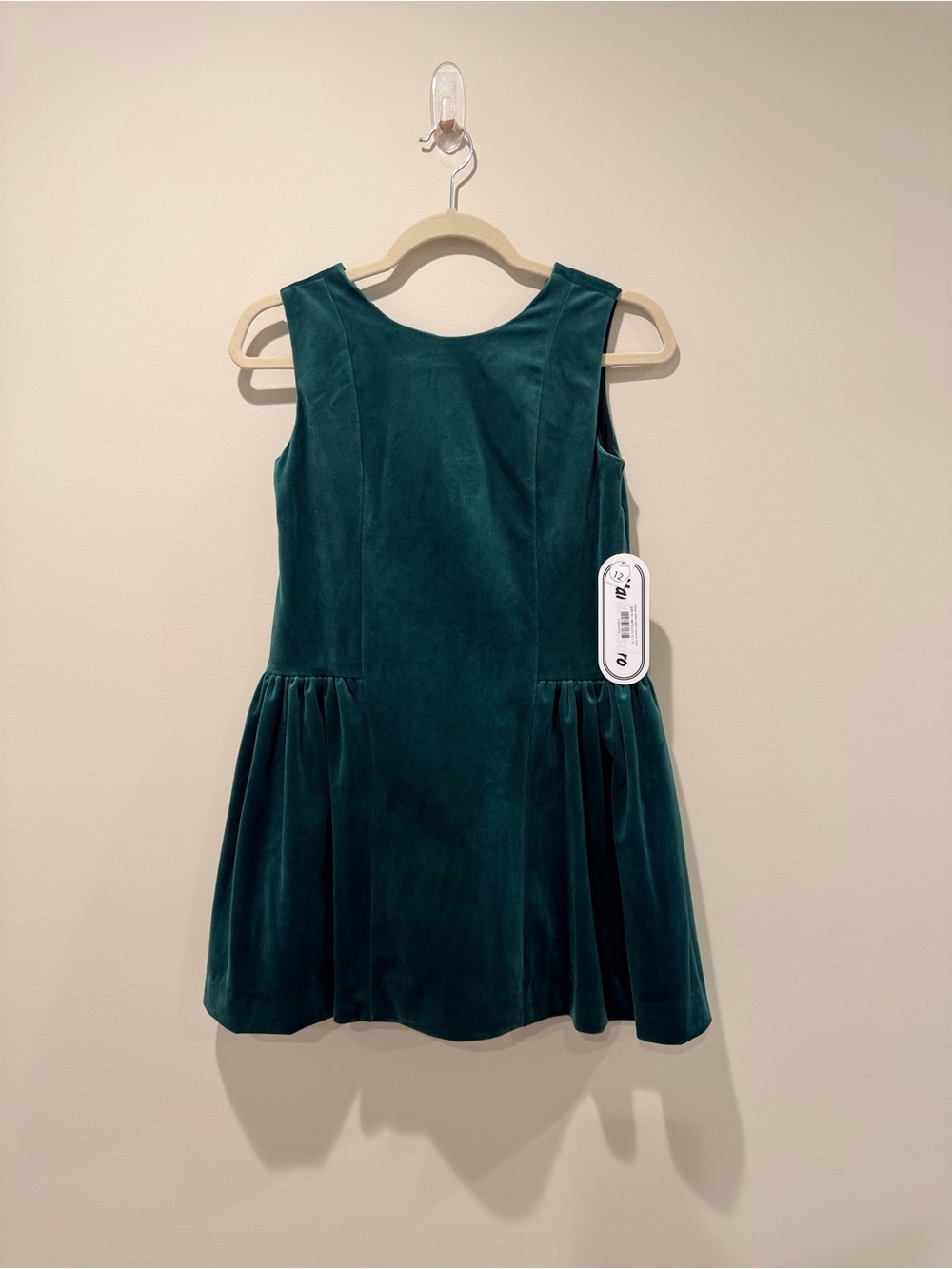 NWT Maria Casero Girls' Emerald Green Velvet Sleeveless Party Dress Size 14